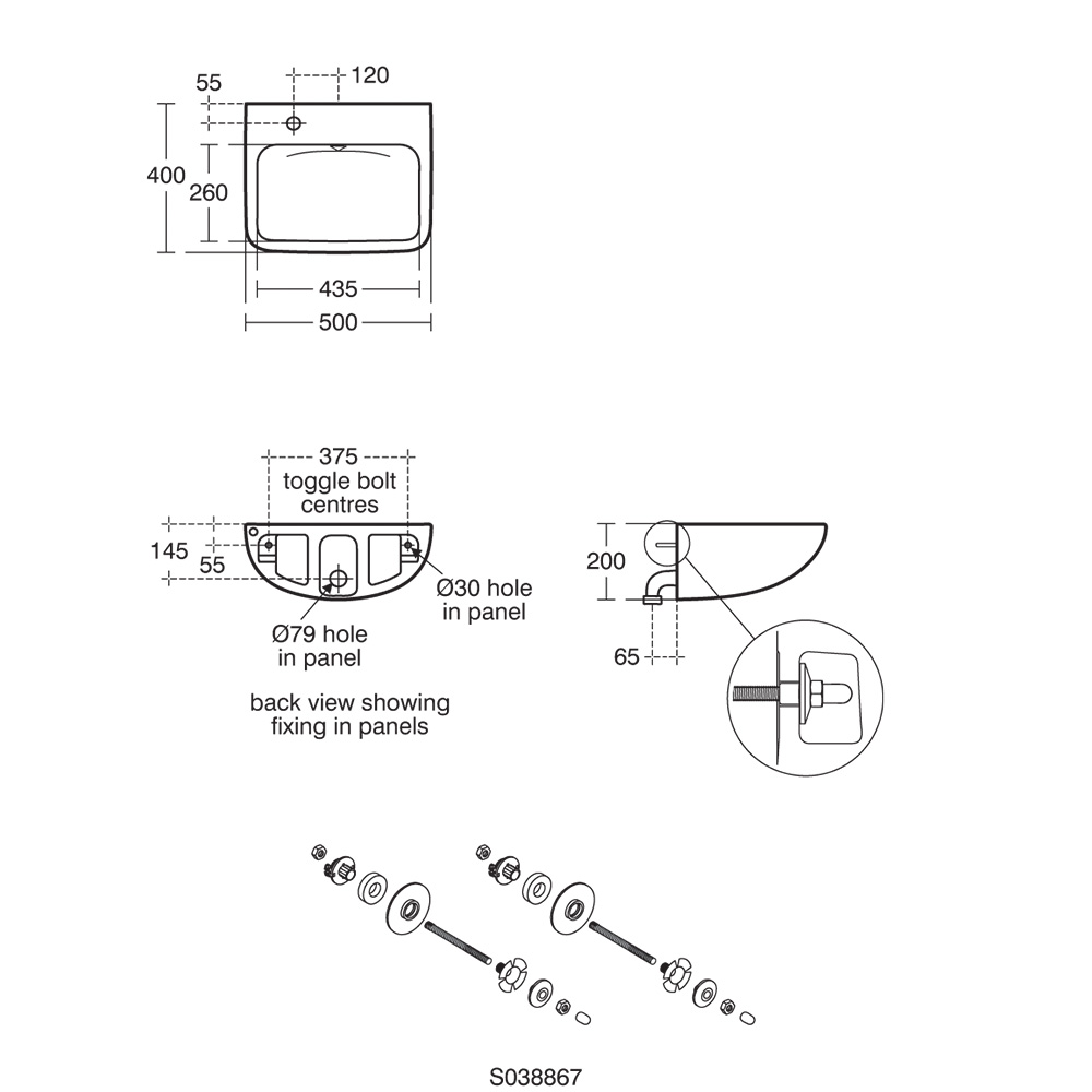 Hbn 00-10 Htm64 (lb G M) Contour 21+ 50cm Back Outlet Washbasin 