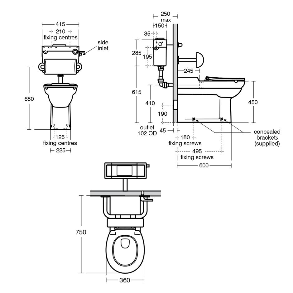 S0437 Contour 21 Plus 70cm projection back to wall rimless toilet