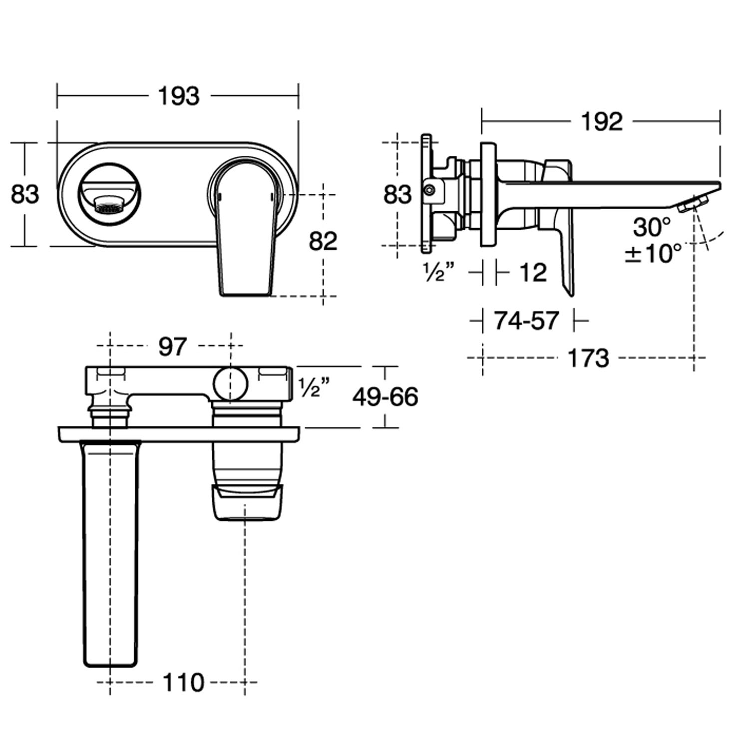 Edit L Single Lever Wall Mounted Basin Mixer Basin Taps Taps Bluebook