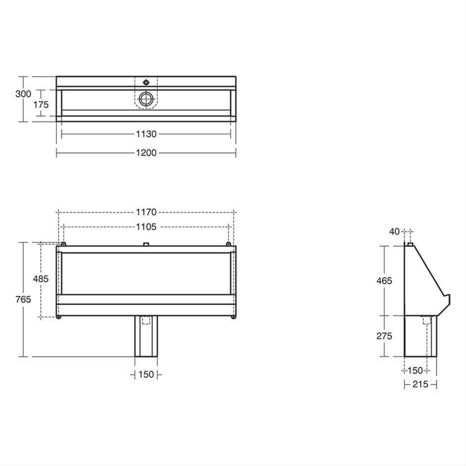 (HBN 00-10) Kinloch Trough Urinal Central Outlet | Trough or Slab ...