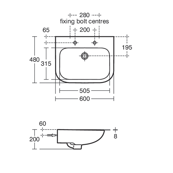 Portman 21 60cm Washbasin | Wall Hung Basins | Wash Basins | Bluebook