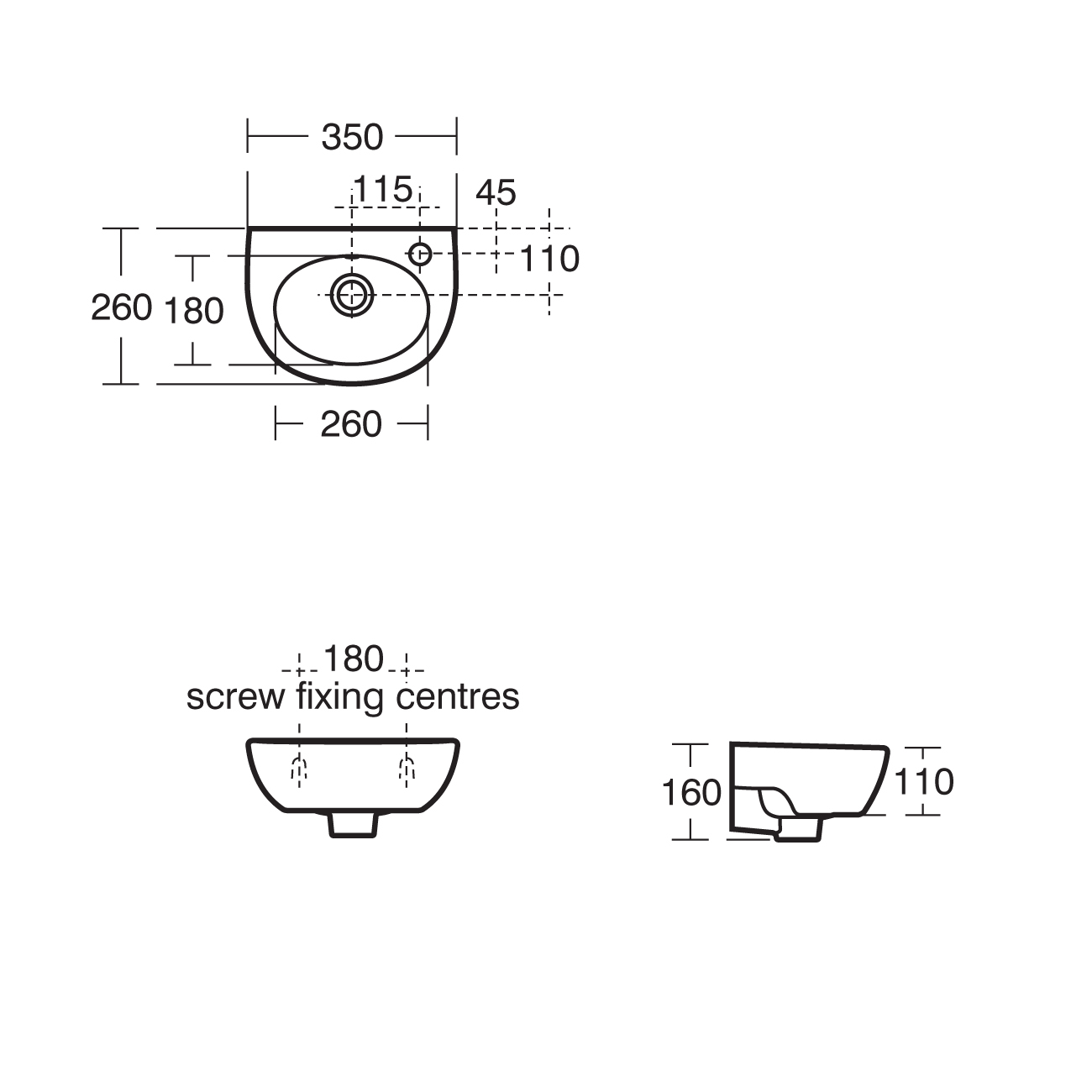 Sandringham 21 35cm Handrinse Washbasin | Cloakroom Basins | Wash ...