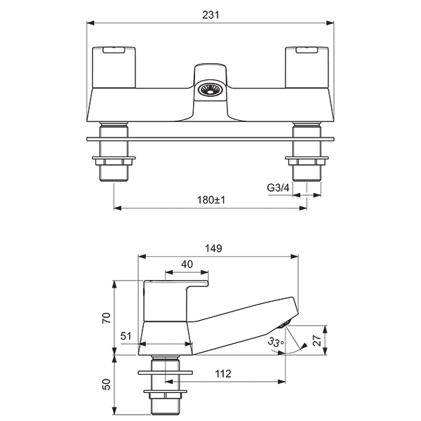 Sandringham SL 21 2 hole bath filler | Bath Taps | Taps | Bluebook