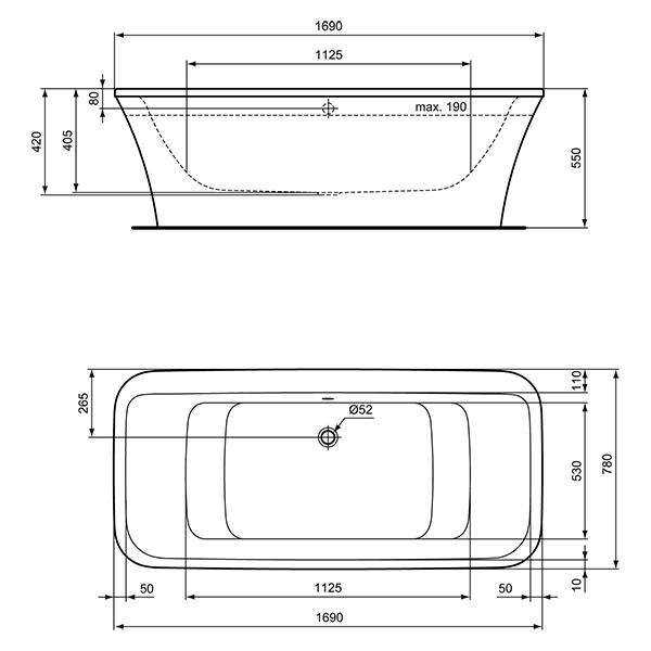 Connect Air 170cmx79cm Freestanding Bath | Freestanding | Baths | Bluebook