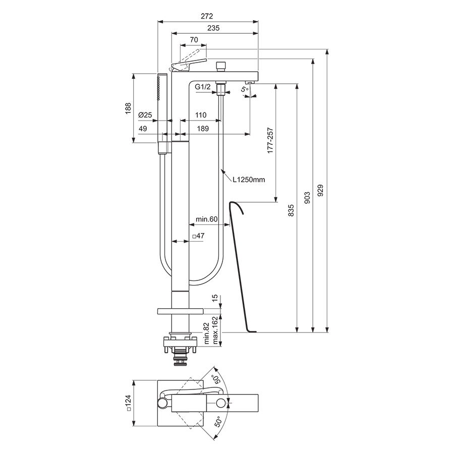 Extra Single Lever Freestanding Bath Shower Mixer | Bath Shower Mixers ...