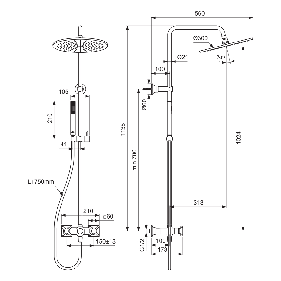 Joy Neo Dual Control Exposed Manual Shower System | Shower Systems ...