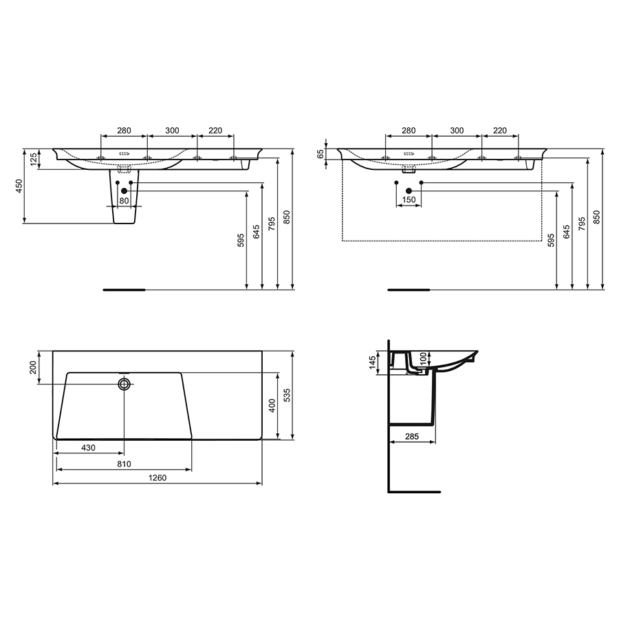 La Dolce Vita 126cm Asymmetrical Vanity Washbasin | Wall Hung Basins ...