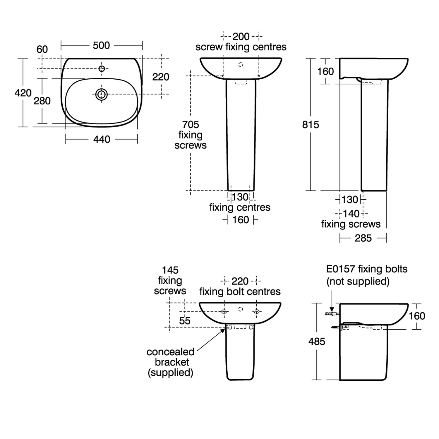 Tesi 50/55/60cm Washbasin | Pedestal Basins | Wash Basins | Bluebook