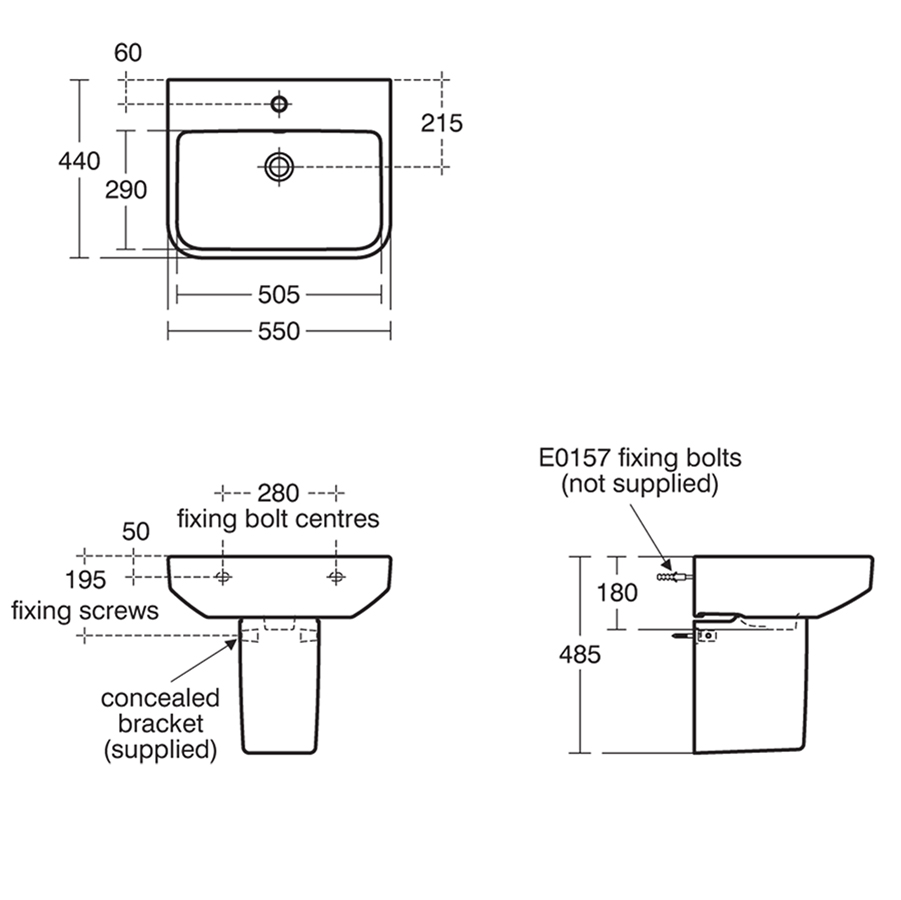 i.life B 50cm/55cm/60cm Washbasin | Pedestal Basins | Wash Basins ...