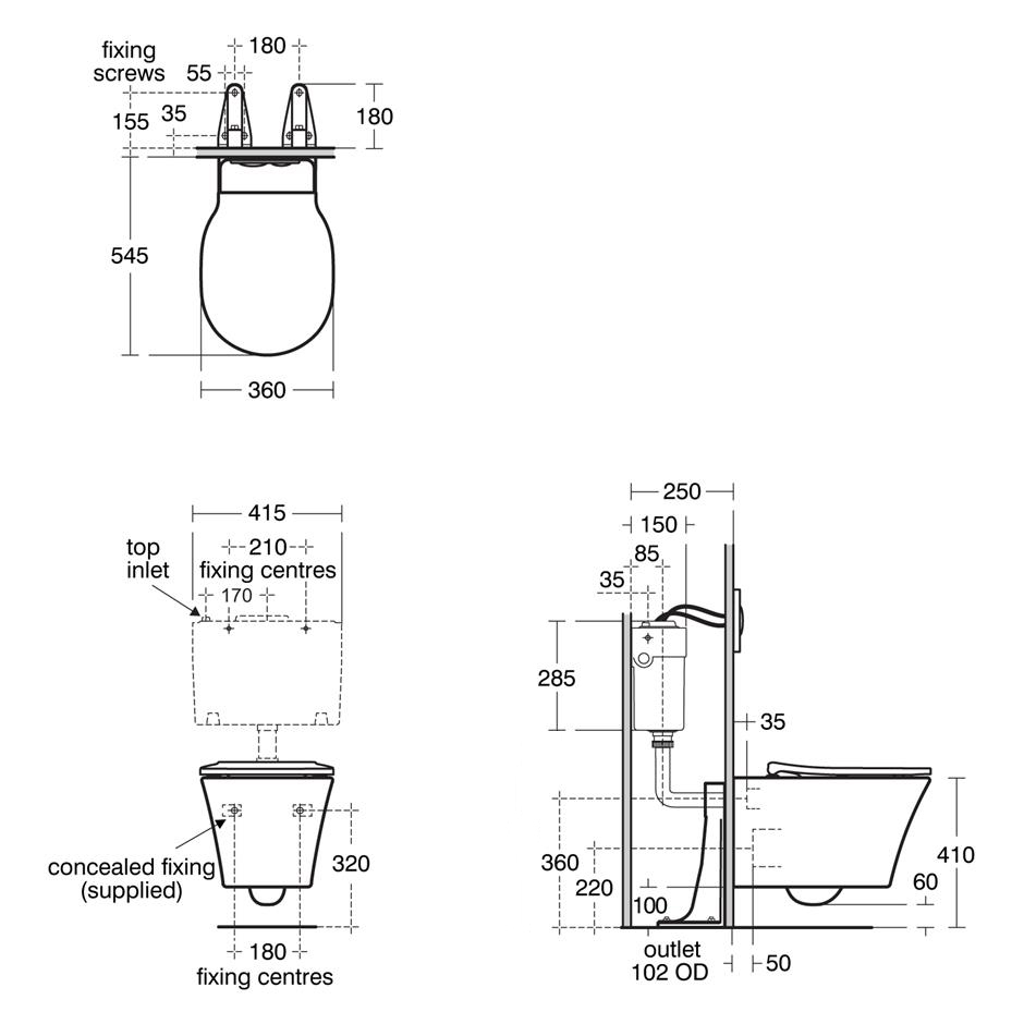 Isarca Wall Mounted WC Suite Wall Mounted Toilets Sottini