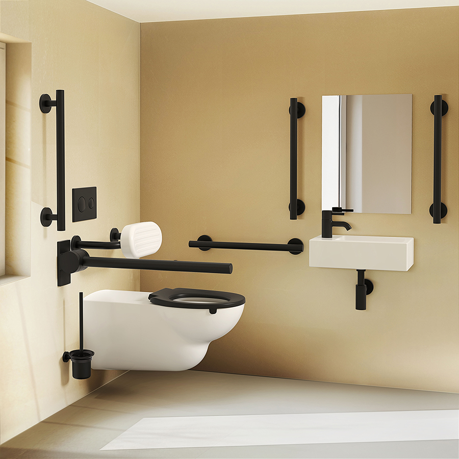 Doc M Contour 21 Wall Hung Pack - Black Rails | Doc M WC Rooms | Doc M ...