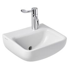 Contour 21+ 40cm back outlet washbasin, one right hand taphole and anti-microbial glaze