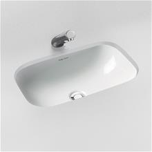 Contour 21 50cm under-countertop washbasin with overflow, unglazed rim