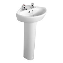 Sandringham 21 corner washbasin, 2 tapholes with overflow and chainstay hole