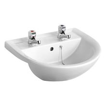 Sandringham 21 semi-countertop washbasin 50cm, 2 tapholes with overflow and chainstay hole