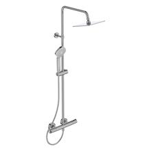 Ceratherm T100 exposed thermostatic shower system with Idealrain 200mm square rainshower, Idealrain Evo diamond 3 function handspray and 1.75m Ideaflex hose
