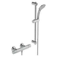 Ceratherm T25 exposed thermostatic shower mixer pack with idealrain s3 3 function ø80 handspray, 600mm rail and 1.25m hose 
