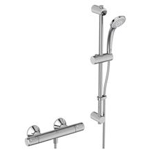 Ceratherm T25 exposed thermostatic shower mixer pack with idealrain s3 3 function ø80 handspray, 600mm rail and 1.25m hose 
