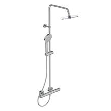 Ceratherm T50 exposed thermostatic shower system with Idealrain ø200mm round rainshower, Idealrain Evo 3 function ø110mm handspray and 1.75m Ideaflex hose
