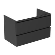 Tesi 80cm wall hung vanity unit with 2 drawers and integrated handle