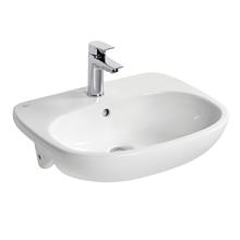 Tesi 55cm semi-countertop washbasin, 1 taphole with overflow 